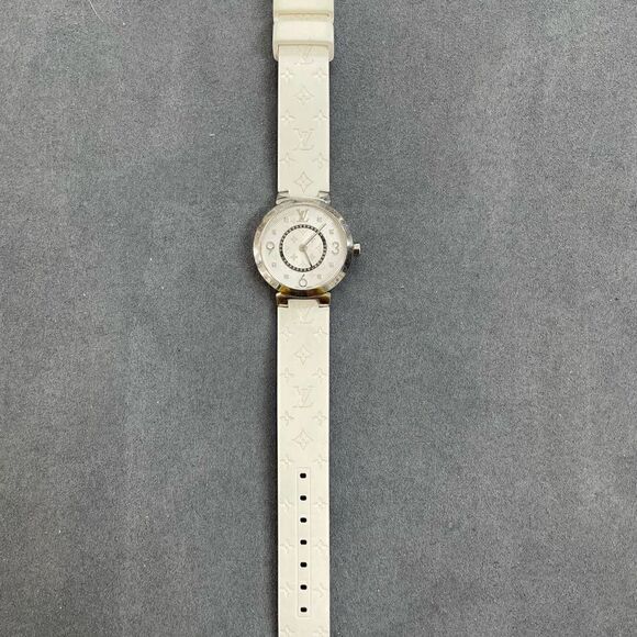 Authentic Louis Vuitton 28mm Tambour Diamond White wristwatch - Picture 8 of 11